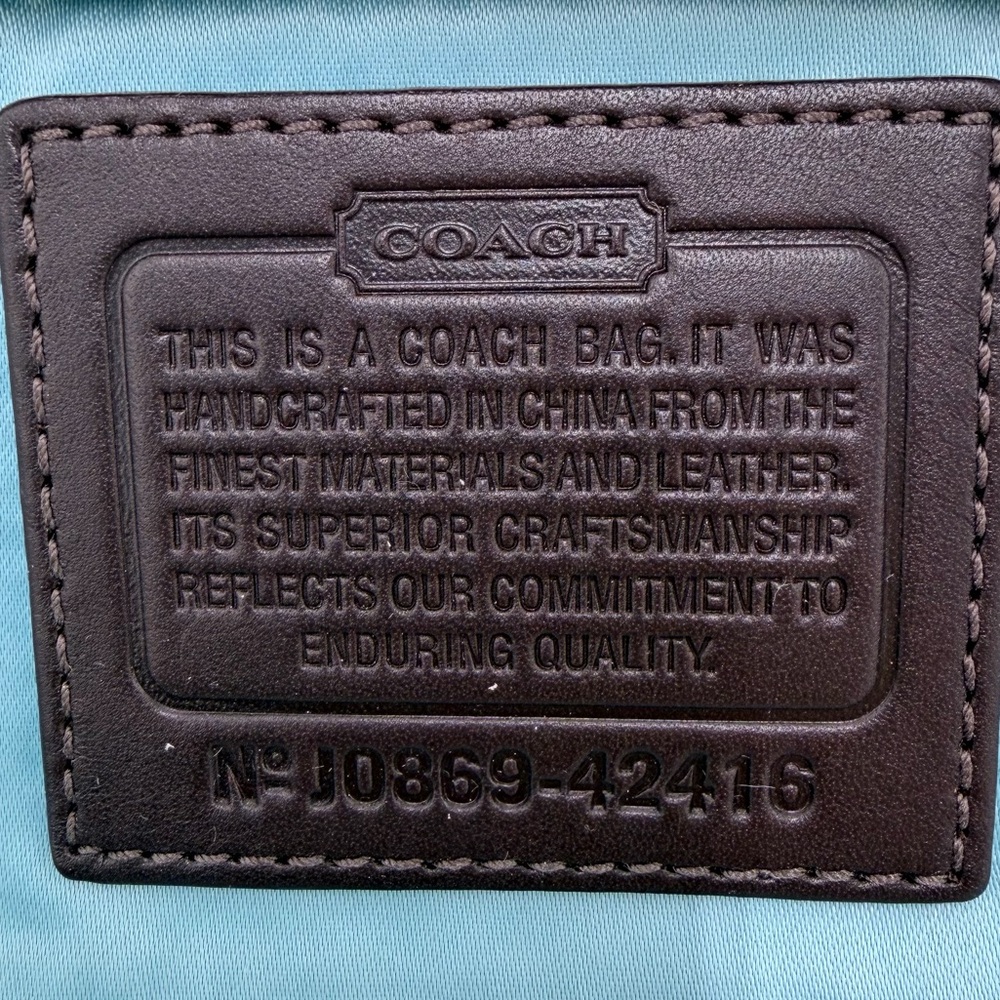 Coach Mini Tote Satchel | Turquoise Blue Interior | Y2K 42416 Metallic Gold - Picture 16 of 16